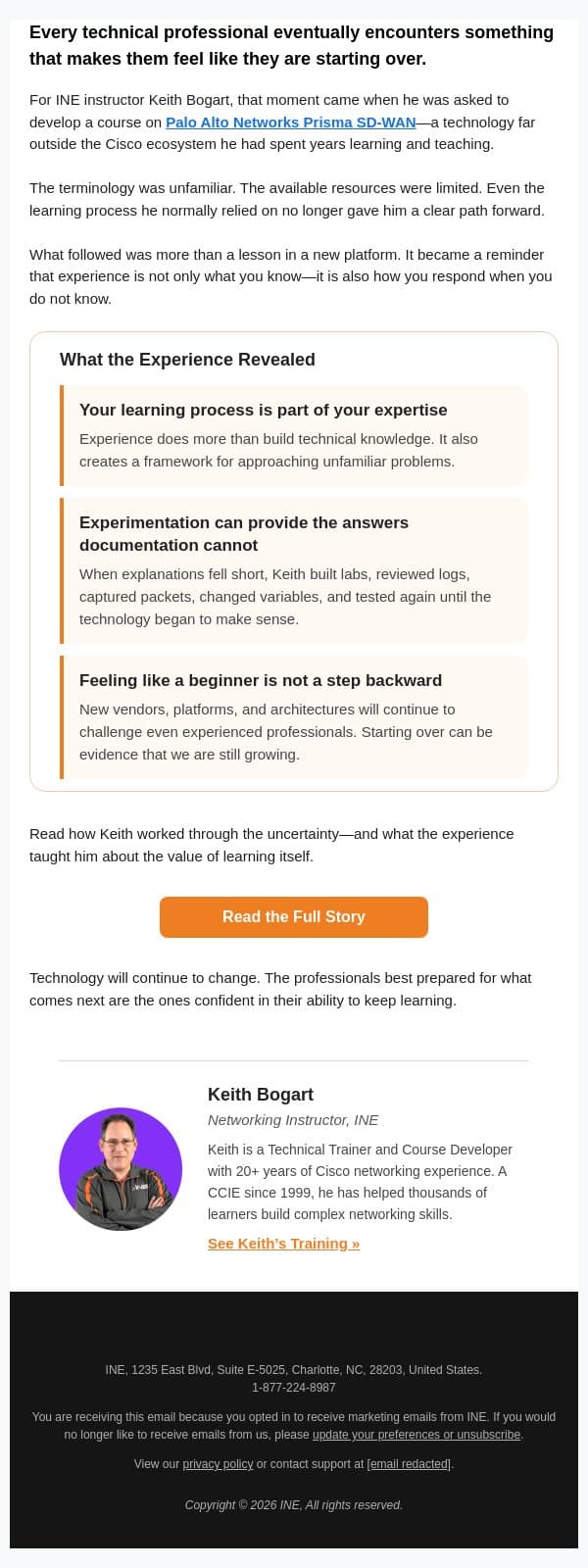 What Happens When Experience Is No Longer Enough? email from eLearnSecurity screenshot