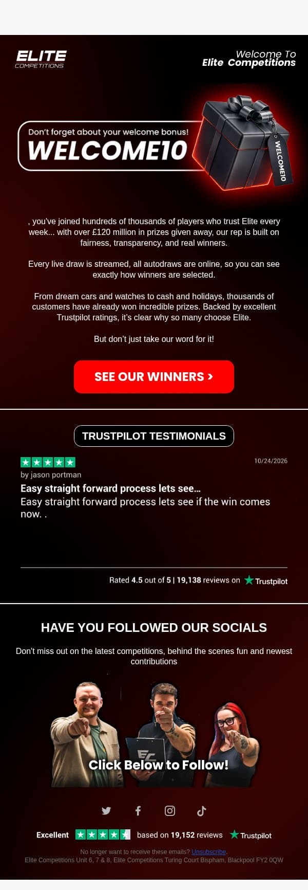 Here's the one thing to do next... email from Elite Competitions screenshot