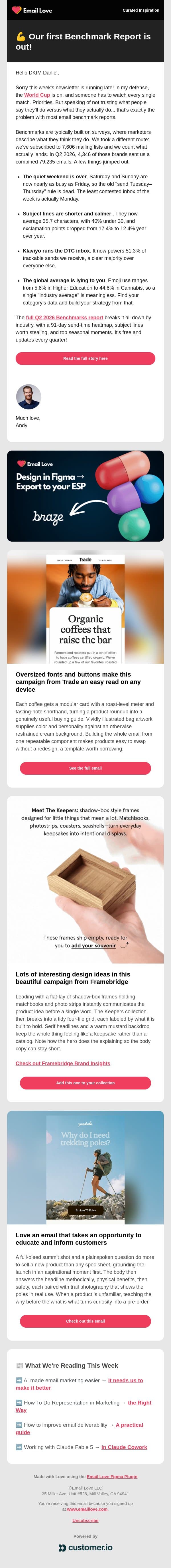 Benchmark THIS email from Email Love screenshot