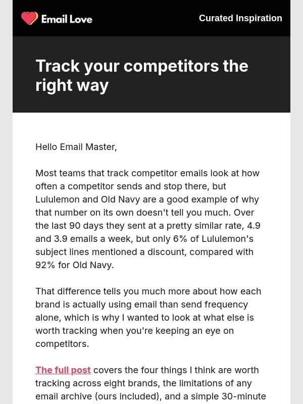 Learn how to spy on your competitors 🕵️ email from Email Love