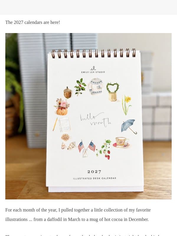 hello, 2027 (+ a little gift for you) email from Emily Lex Studio