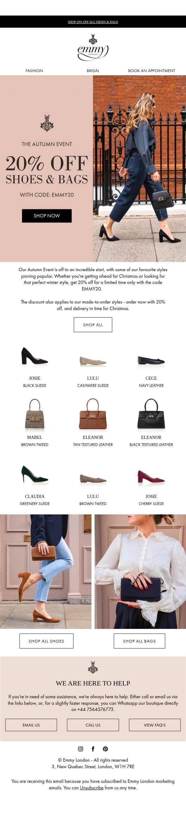 Get 20% Off These Bestsellers With The Code EMMY20 ✨ email from Emmy London screenshot