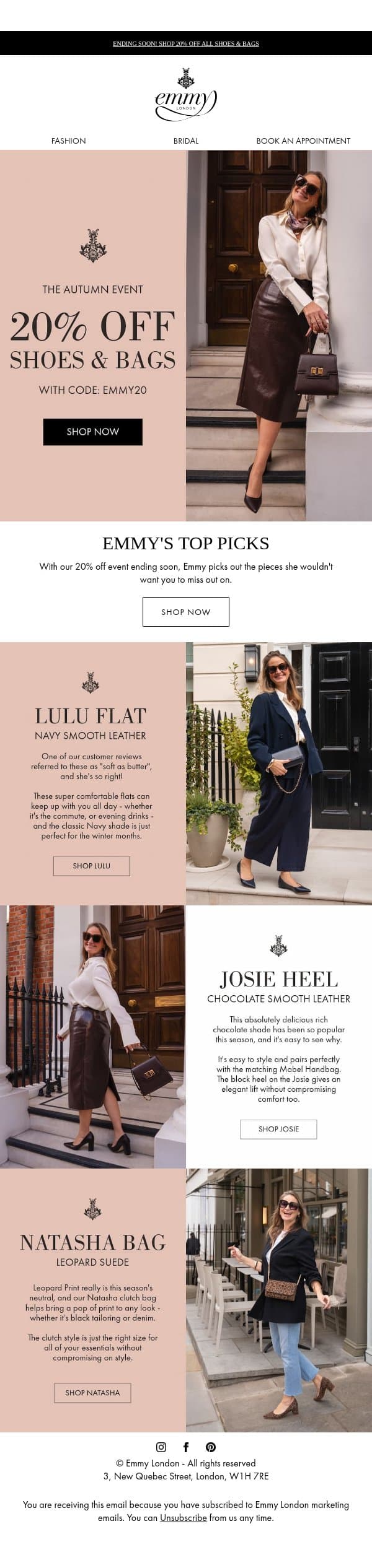 Emmy's Picks in Our 20% Off Autumn Event email from Emmy London screenshot