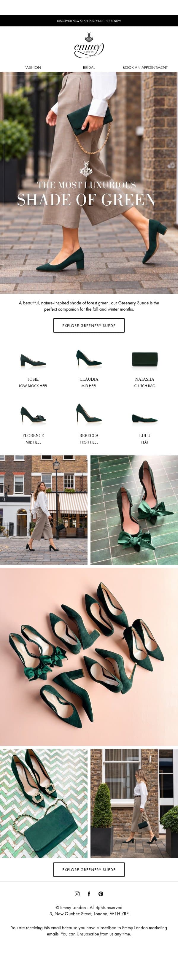 The Most Luxurious Shade of Green email from Emmy London screenshot