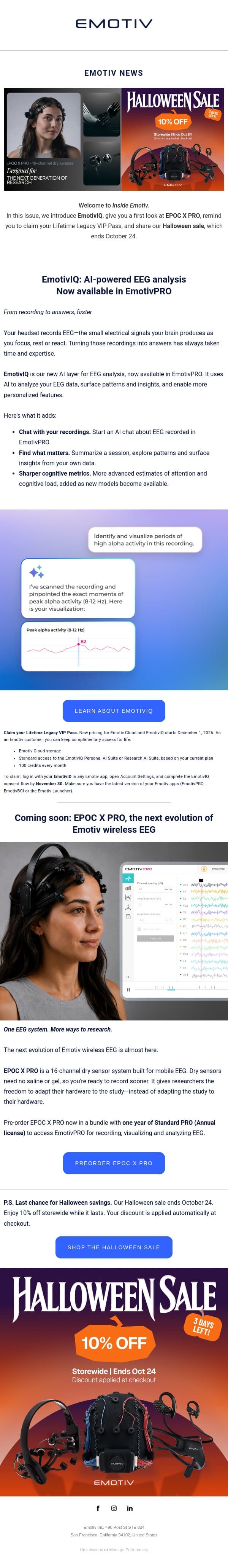 đź§ Introducing EmotivIQ: AI analysis for your EEG email from Emotiv screenshot