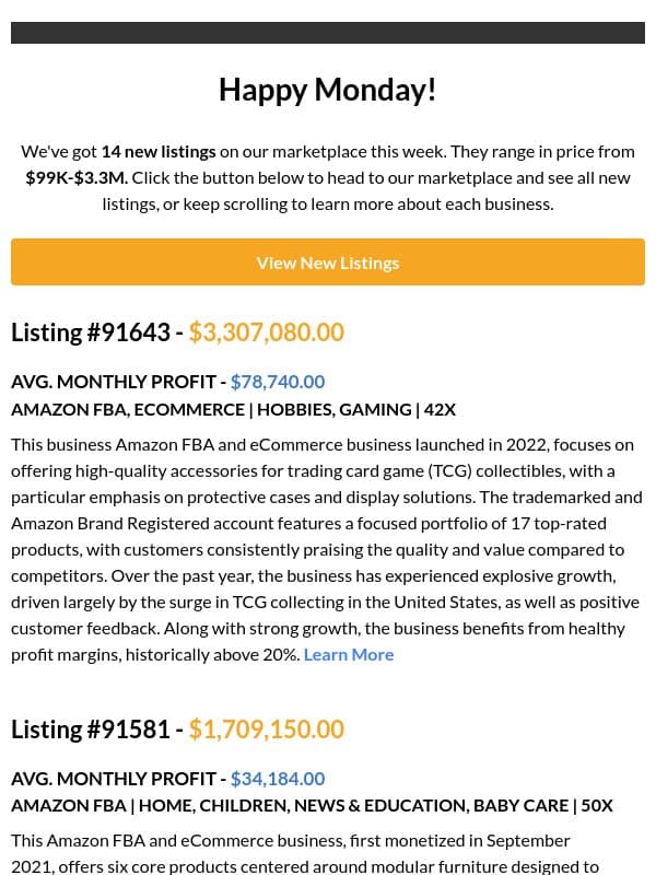 📣 14 NEW Listings @ Empire Flippers email from Empire Flippers