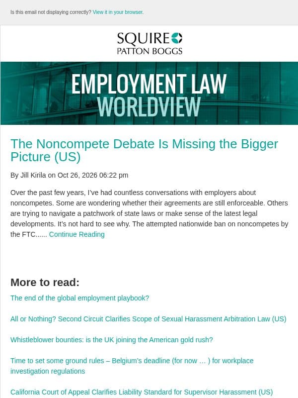 The Noncompete Debate Is Missing the Bigger Picture (US) email from Employment Law Worldview