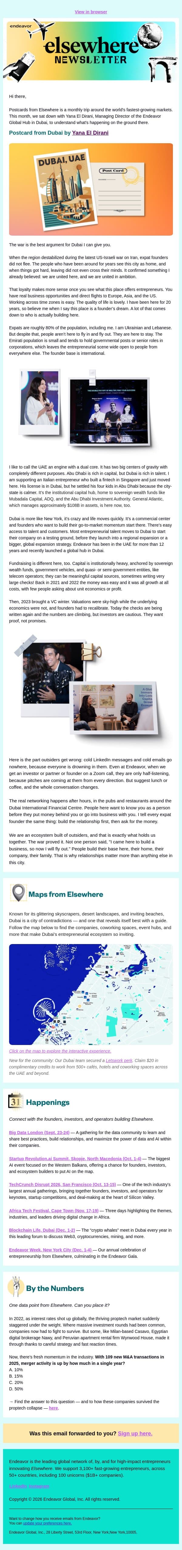 Postcards from Elsewhere: Dubai, UAE 🇦🇪 email from Endeavor screenshot