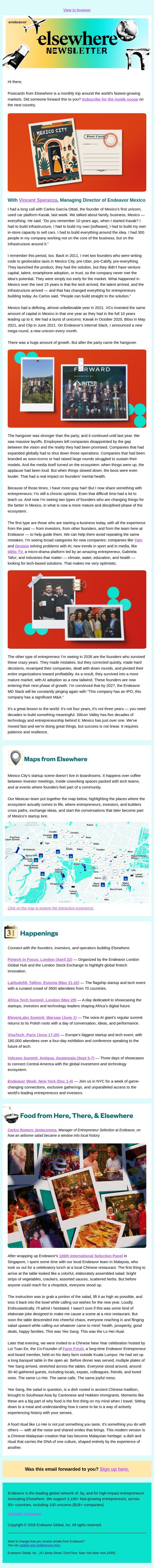 Postcards from Elsewhere: Mexico City email from Endeavor screenshot