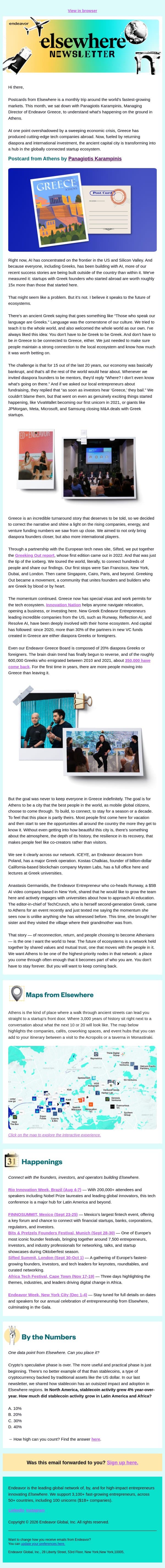 Postcards from Elsewhere: Athens, Greece π¬π· email from Endeavor screenshot