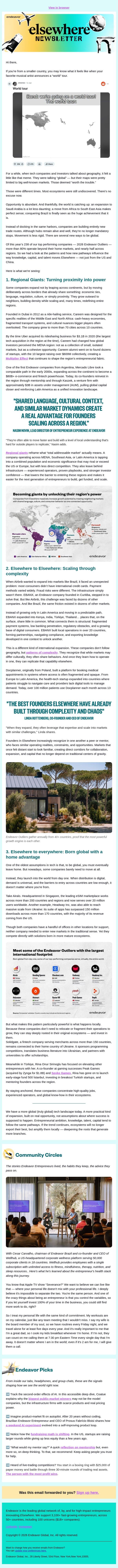 Not all roads lead to Silicon Valley email from Endeavor screenshot