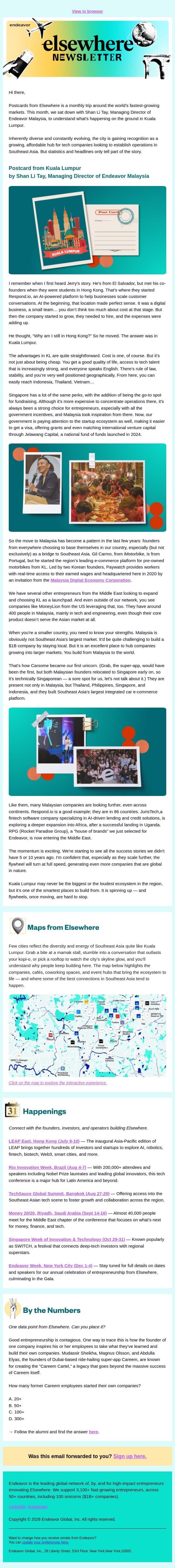 Postcards from Elsewhere: Kuala Lumpur ๐ฒ๐พ email from Endeavor screenshot