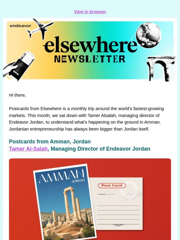 Postcards from Elsewhere: Amman, Jordan 🇯🇴 email from Endeavor