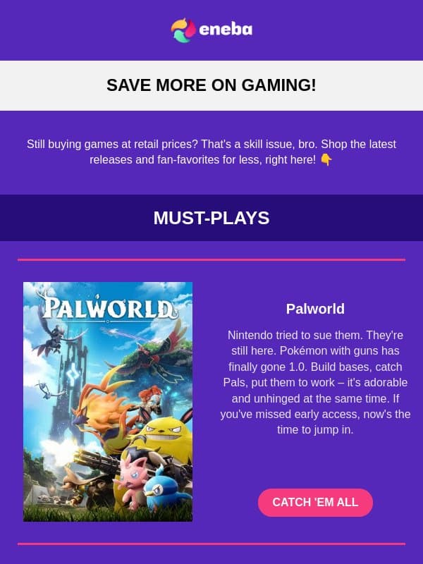 Up to 15% off on games!๐ฅ email from Eneba