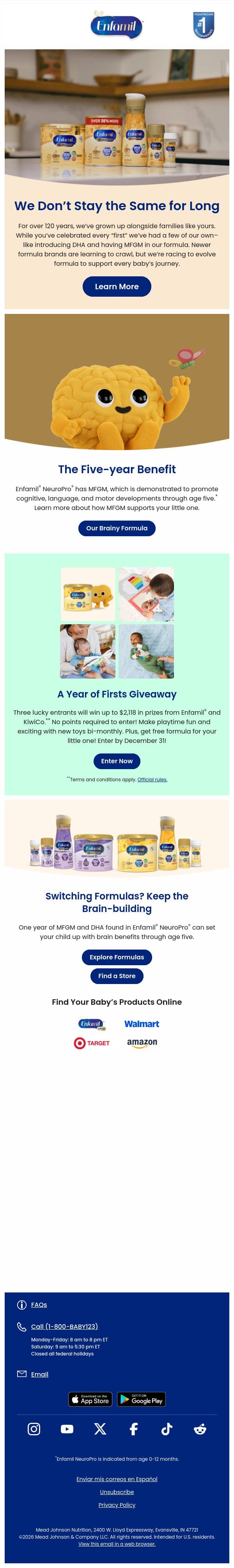 We’ve spent over 120 years celebrating families like yours. email from Enfamil screenshot