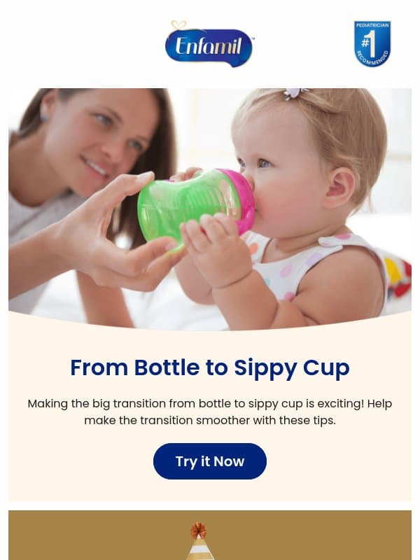 Time to stop busting out the bottle? email from Enfamil