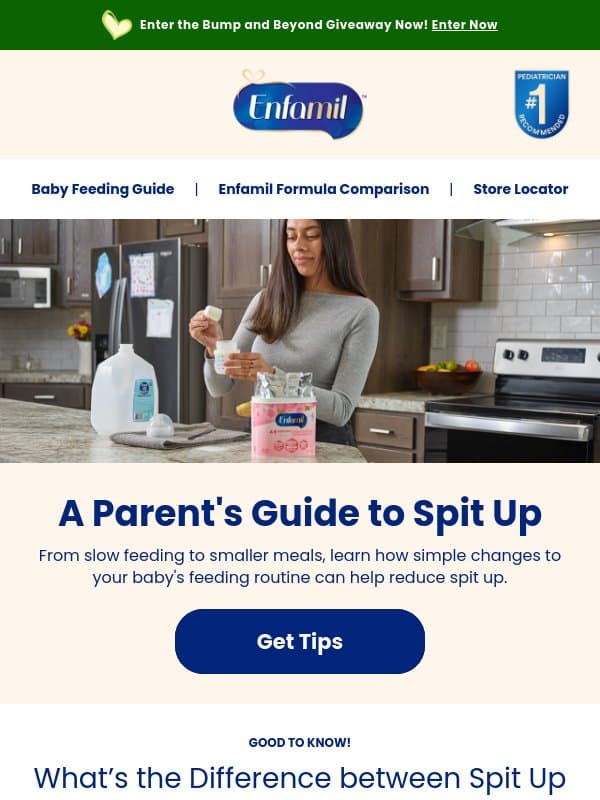 When spit up becomes a concern. email from Enfamil