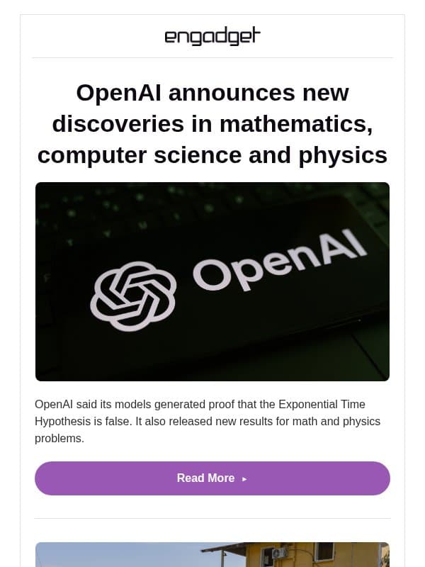 🤯 OpenAI announces new discoveries in mathematics, computer science and physics email from Engadget