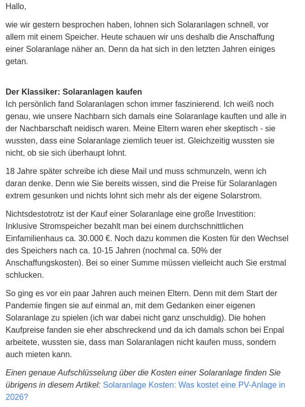 Was ist besser: Solaranlage kaufen oder mieten? 💰 email from Enpal