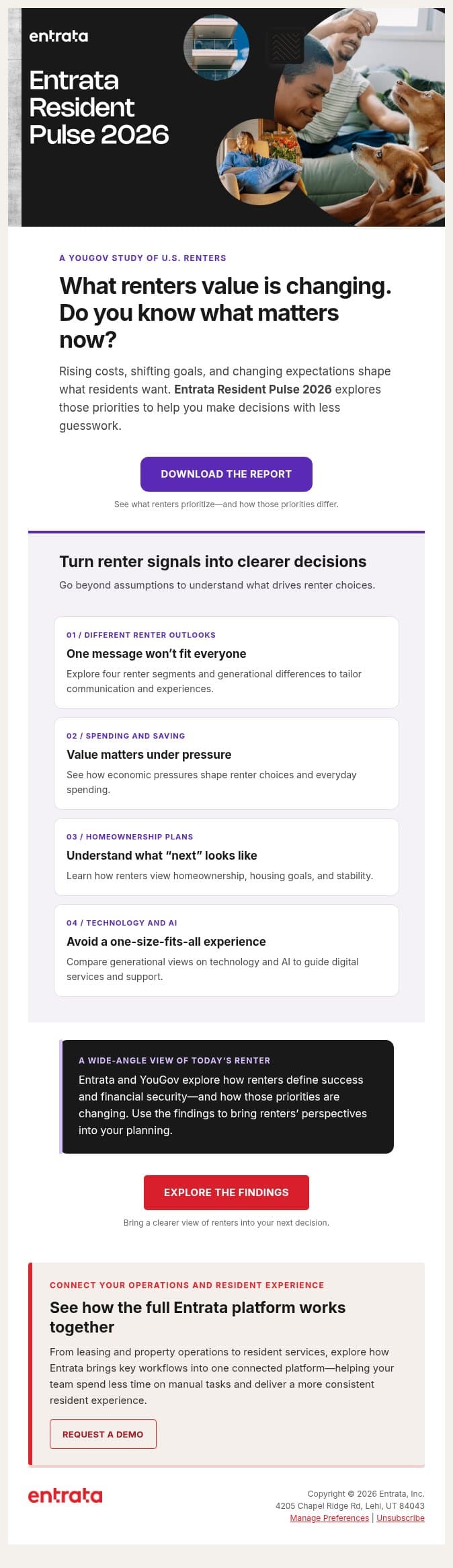 📓 What today’s renters value—and what it means for your community email from Entrata screenshot