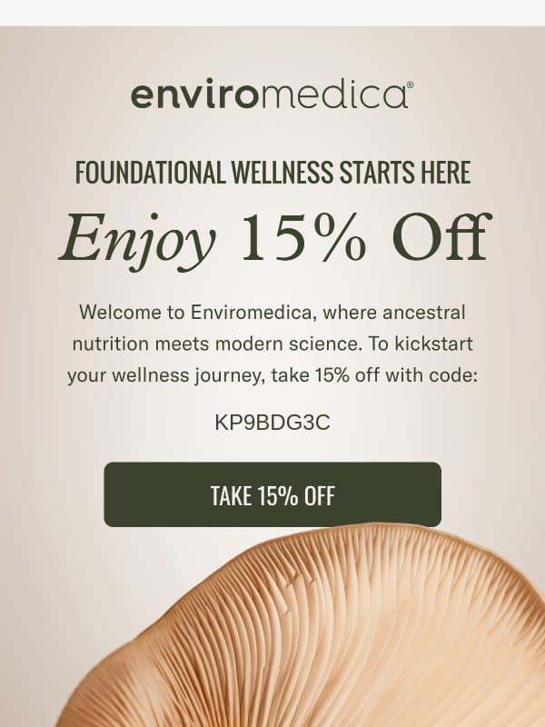 Rewild Your Gut with 15% Off email from Enviromedica