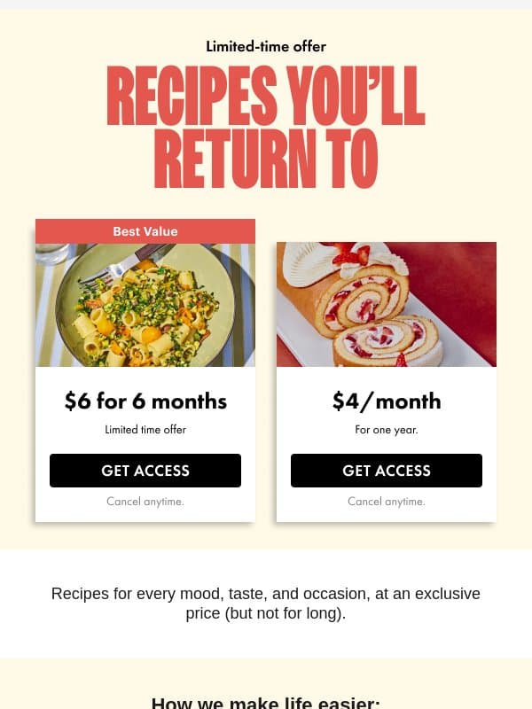 Ending Soon: Get Full Access for as Low as $1/month email from Epicurious