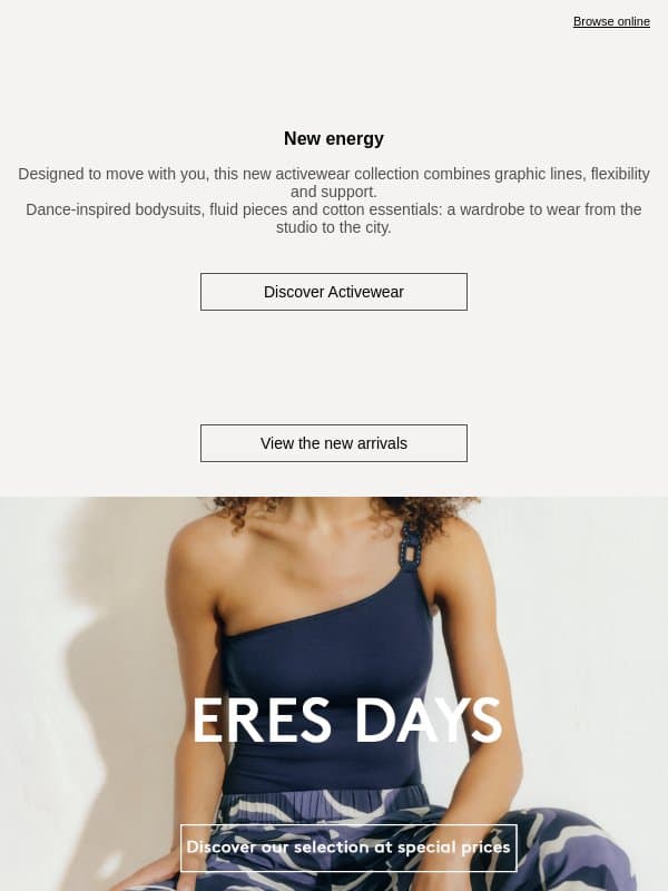 New Activewear Collection email from Eres