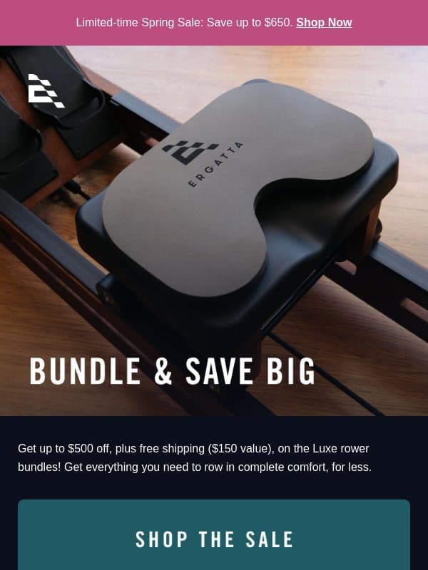 Row in complete comfort email from Ergatta