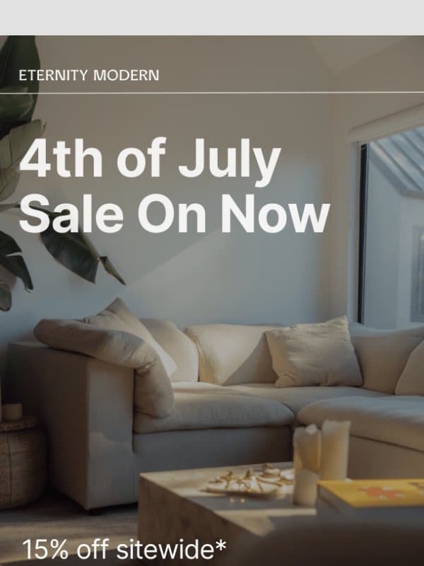 Summer Savings on Timeless Design email from Eternity Modern