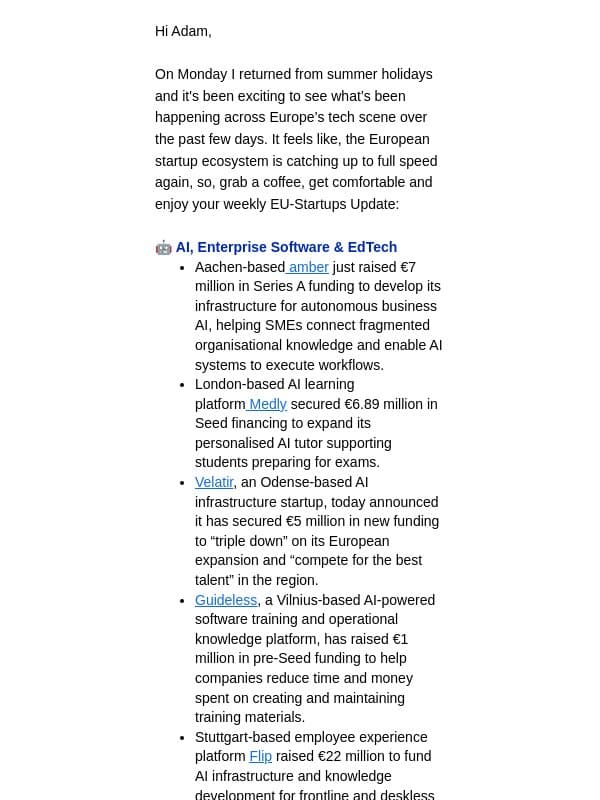 Europe’s startup engine is back at full speed 🚀 email from EU-Startups