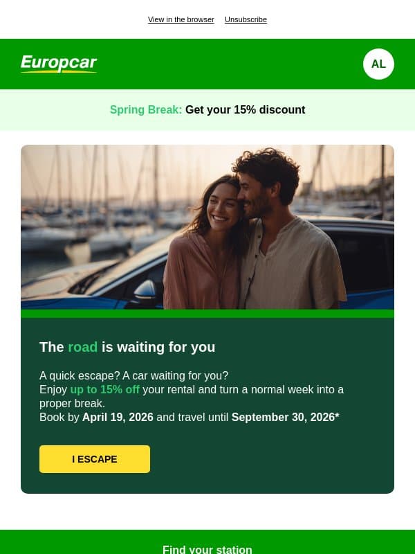 Need a change of scenery? π email from Europcar Mobility Group