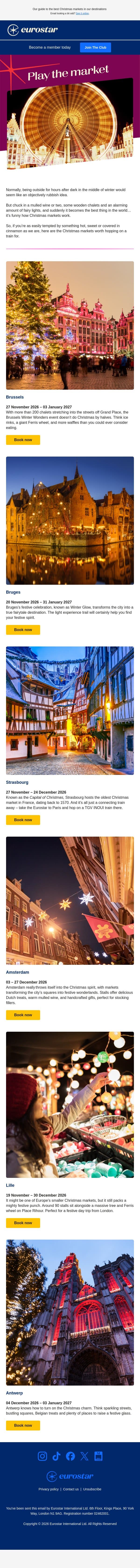 Get yourself back on the (Christmas) market πβοΈ email from Eurostar screenshot