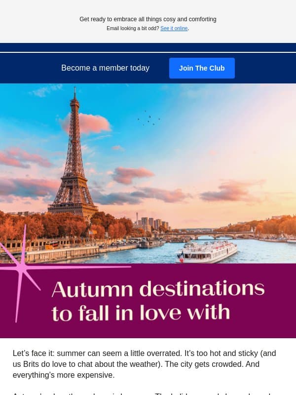 π Five handpicked autumn breaks from Β£49 π email from Eurostar