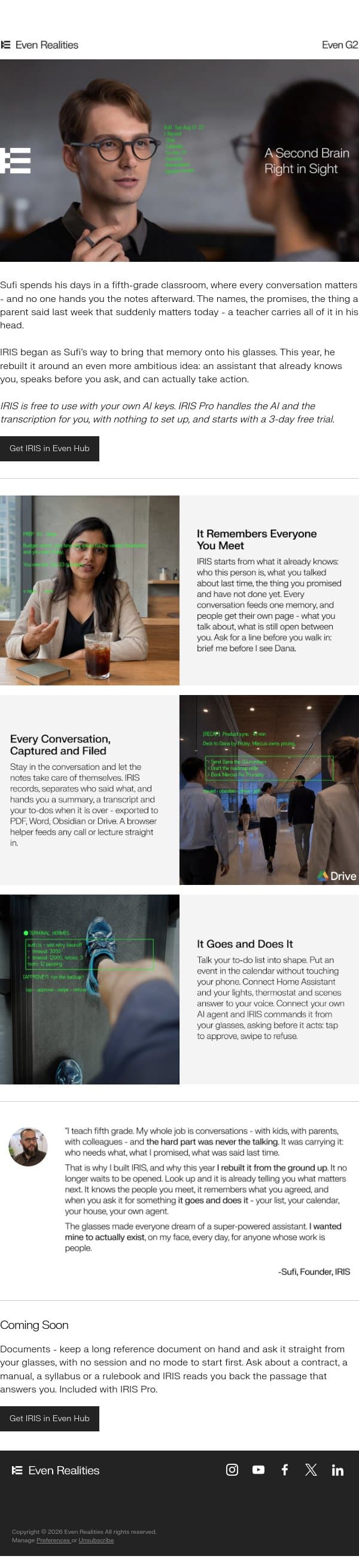 Your Super-Powered Assistant is Finally Real email from Even Realities screenshot