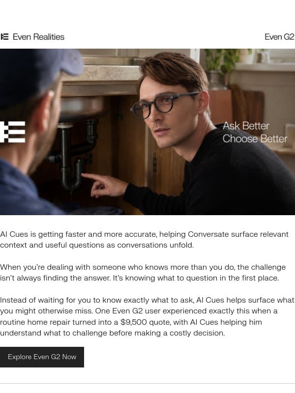 Know What to Ask Before Deciding email from Even Realities
