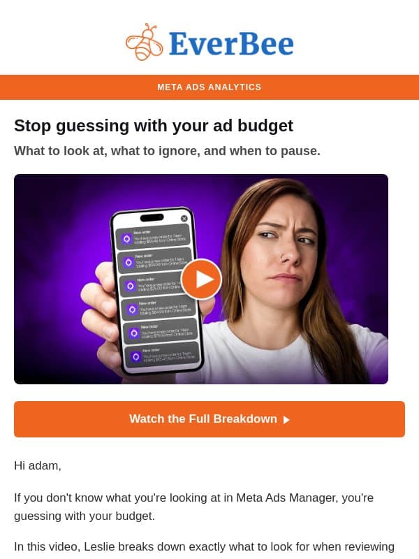 New video ▶️ Read your Meta Ads data like a pro email from EverBee