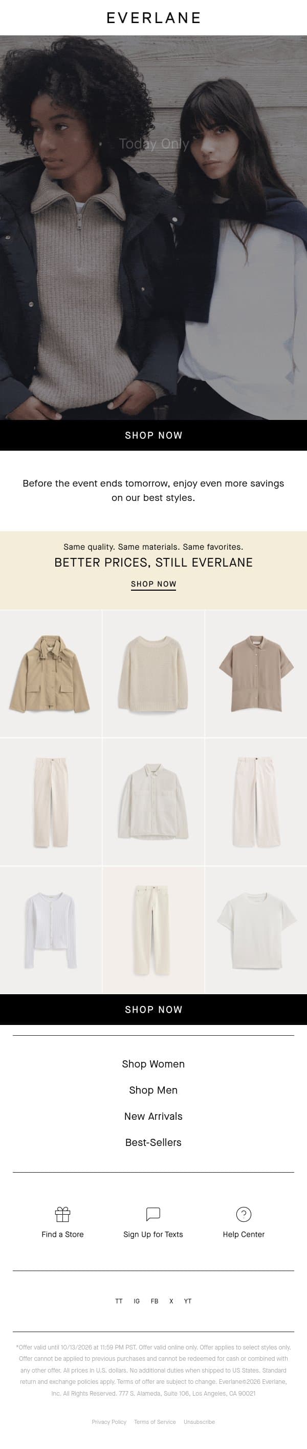 We Added An Extra 10% Off email from Everlane screenshot