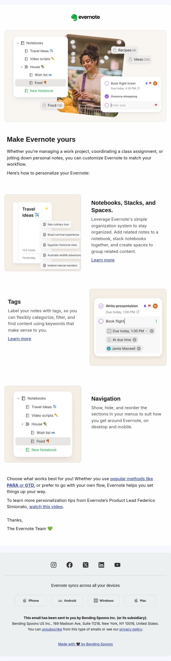 Make Evernote yours email from Evernote screenshot