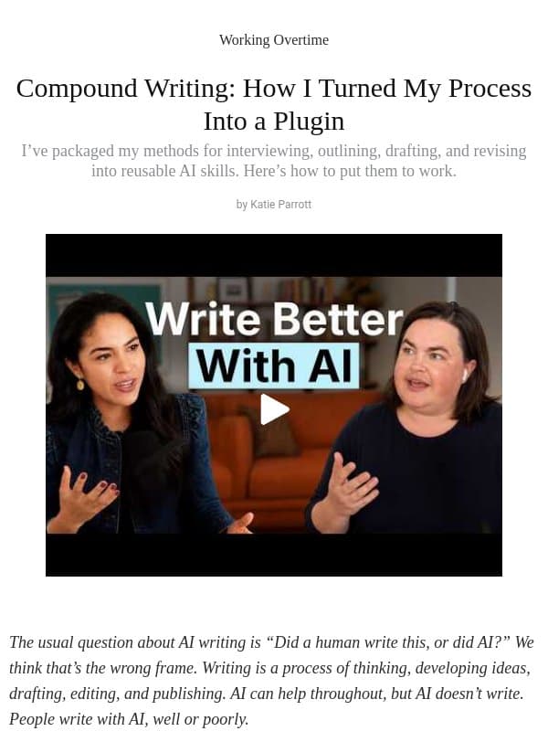 Compound Writing: How I Turned My Process Into a Plugin email from Every
