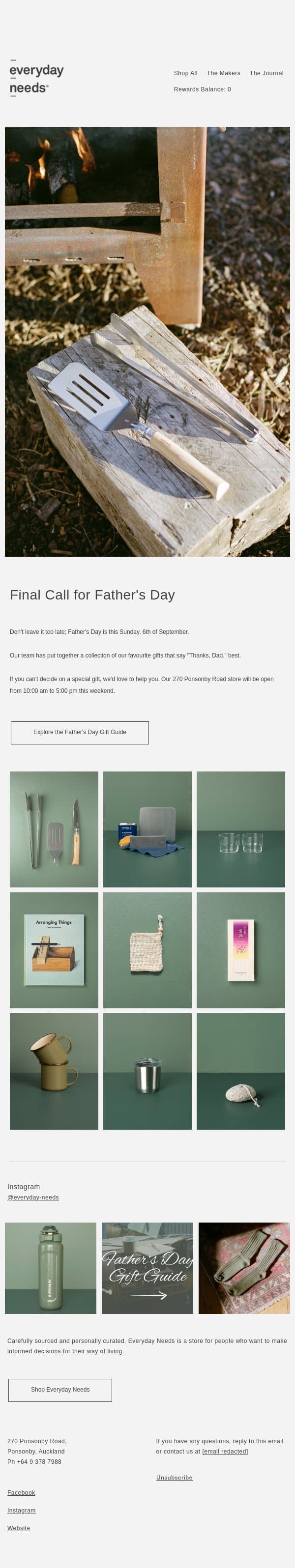 Final Call for Father's Day email from Everyday Needs screenshot