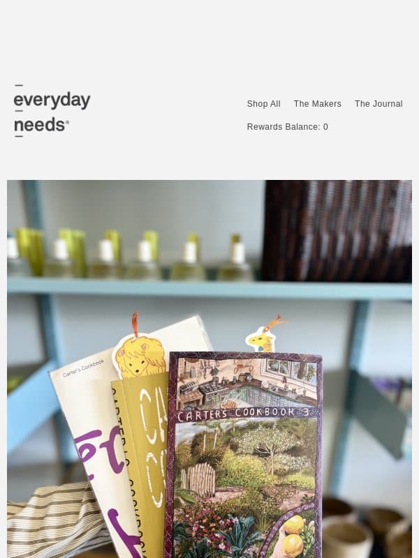 Carter Were // Cookbooks email from Everyday Needs