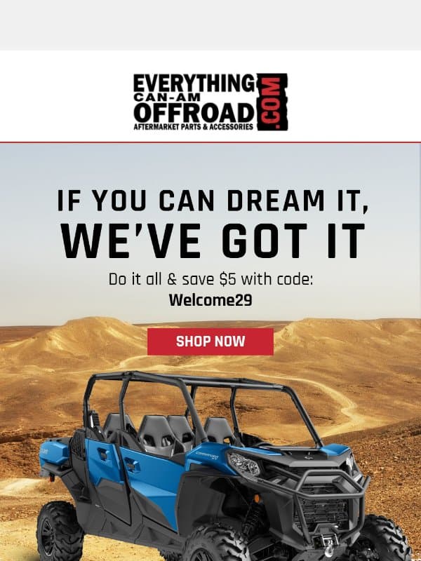 Live & breathe Can-Am with our best accessories email from Everything Can-Am Offroad