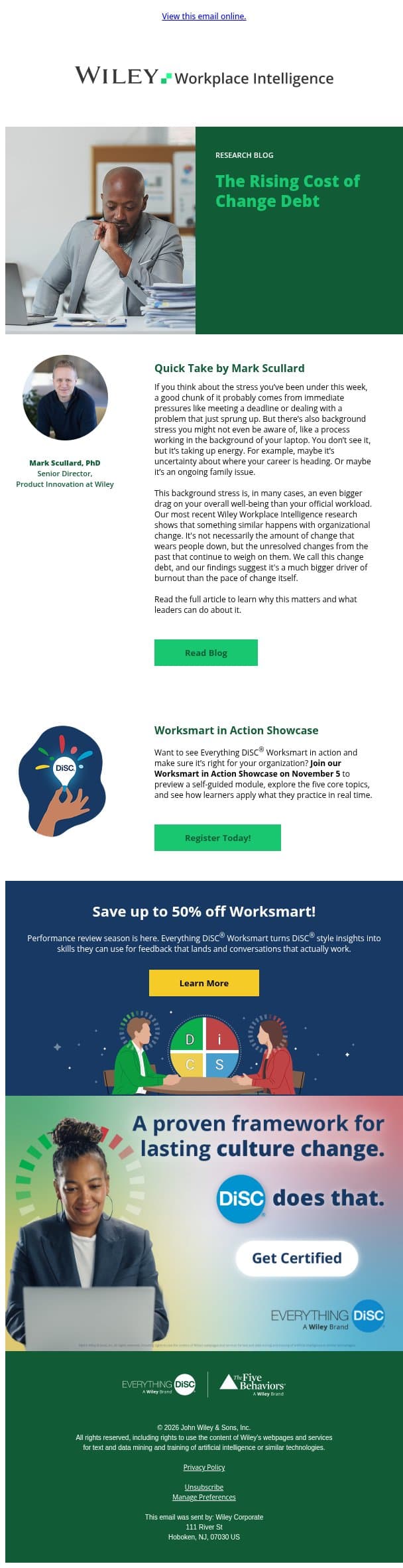 adam, how much change debt is your team in? email from Everything DiSC screenshot