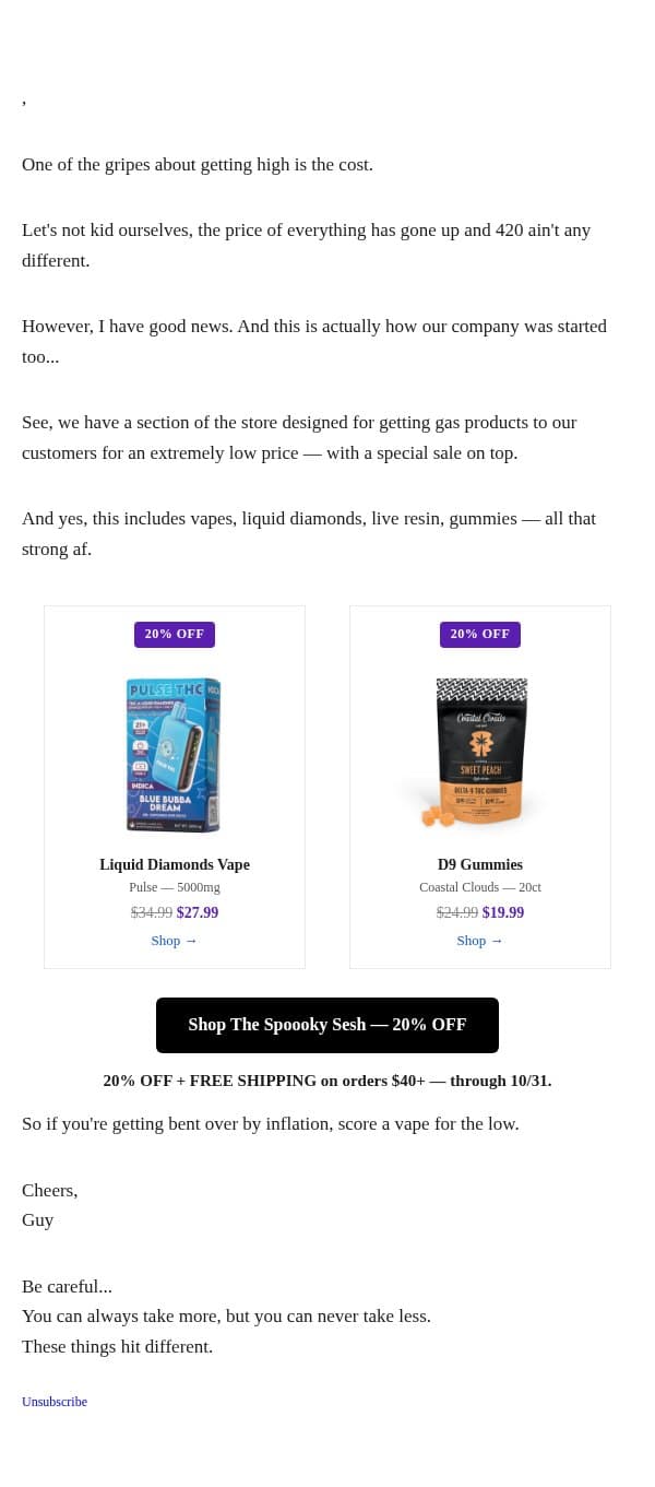 The Because We Care Email email from Everything For 420 screenshot