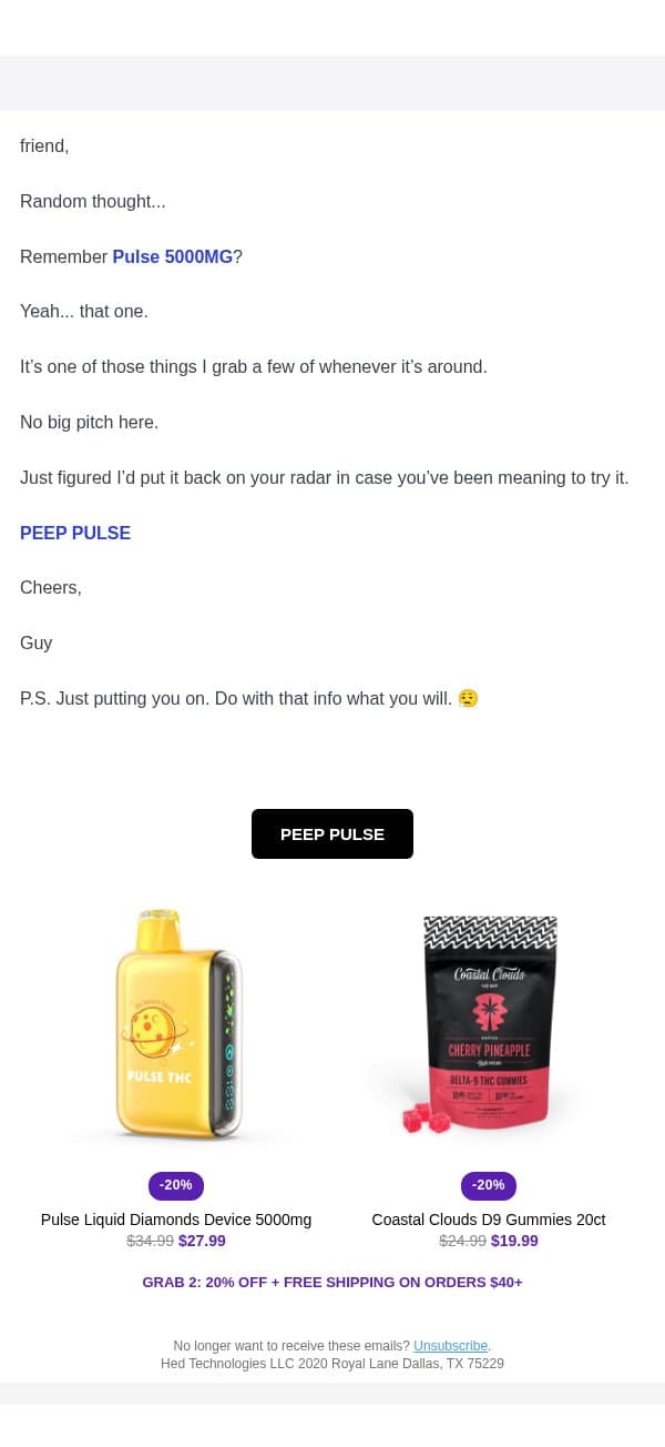 You Smokin’ Tonight... ? 😮💨 email from Everything For 420 screenshot