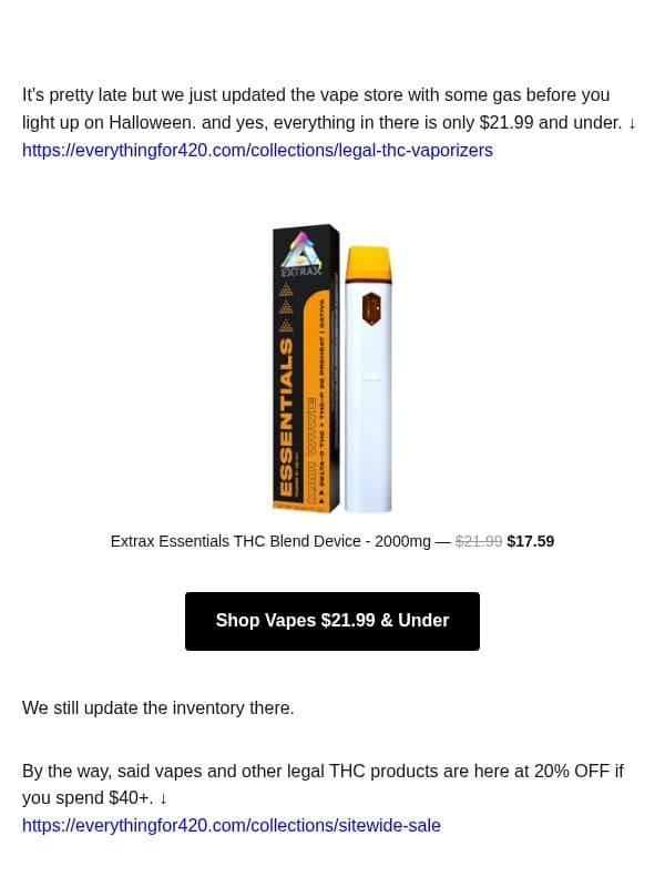 Before you light up on Halloween email from Everything For 420