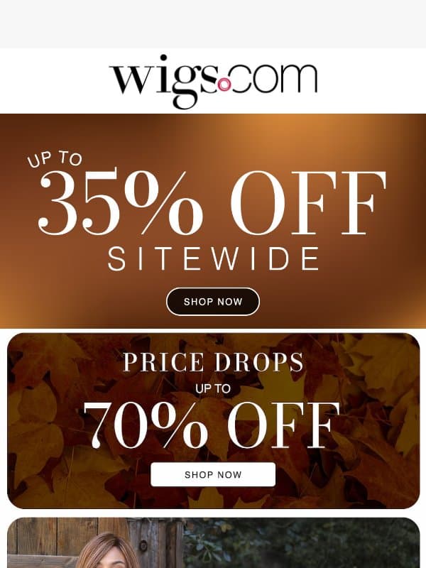 Up to 35% OFF Just For You! email from eWigs