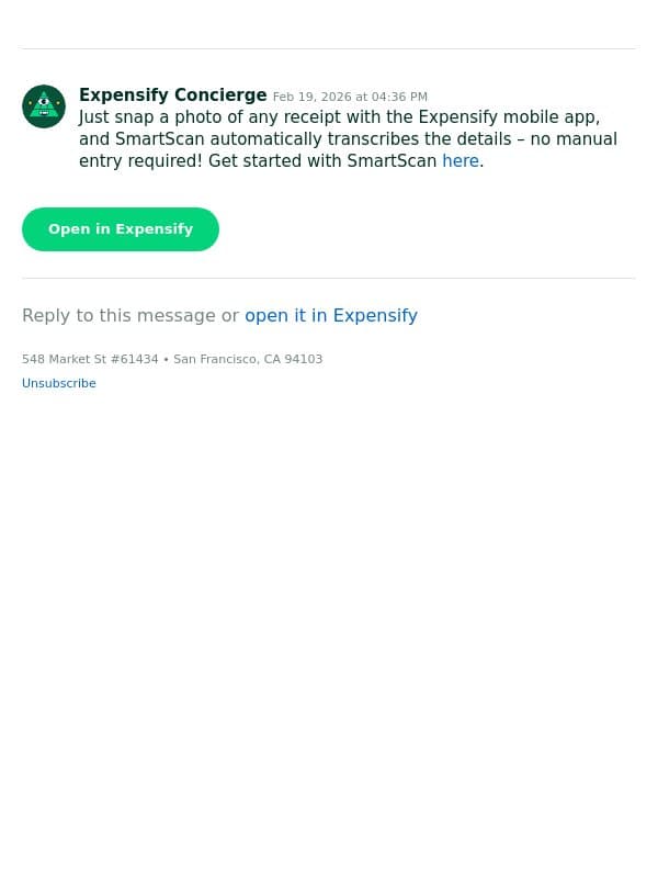 Let's scan your first receipt email from Expensify screenshot