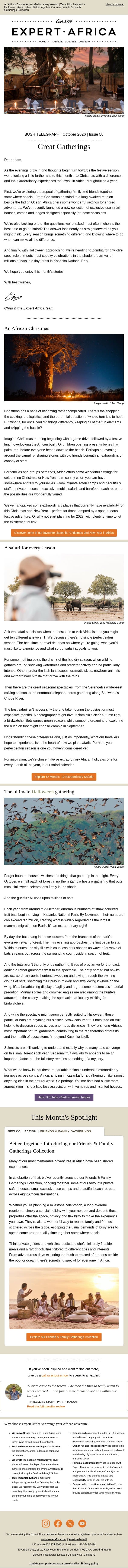 Bush Telegraph | Great Gatherings email from Expert Africa screenshot