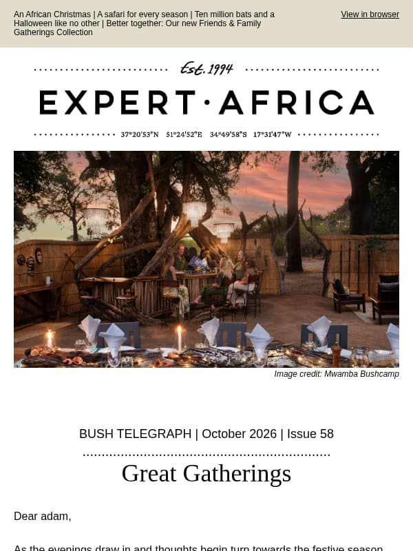Bush Telegraph | Great Gatherings email from Expert Africa